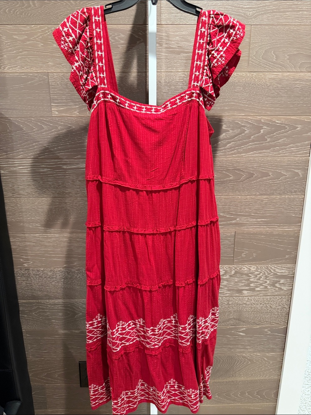 Tiered Flutter-Sleeve Maxi Dress